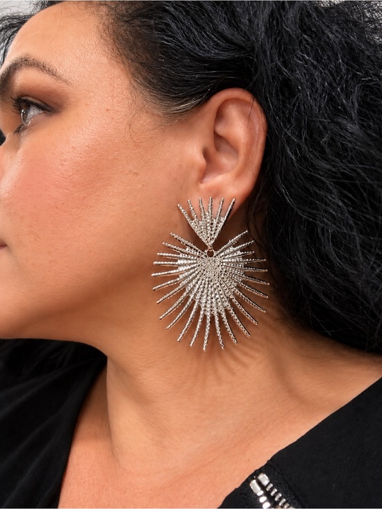 Jewelry - Silver Radiant Spike Statement Earrings - Women's Jewelry